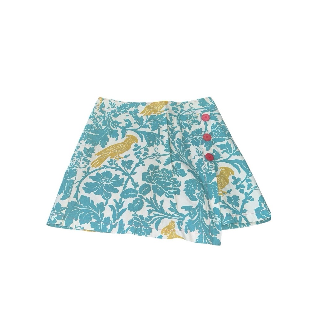 Beebop & Wally Skirt Women's L Blue Bird Floral Print Wrap A-Line USA Festival